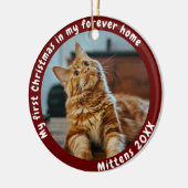 Niedlich Dark Red mein erstes Weihnachtsgeschenk Keramik Ornament (Links)