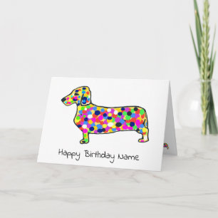 Niedlich Daschund Dog Mosaic Geburtstag Karte
