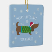 Niedlich Daschund Foto Weihnachten Keramikornament (Rechts)