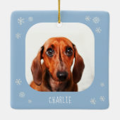Niedlich Daschund Foto Weihnachten Keramikornament (Rückseite)