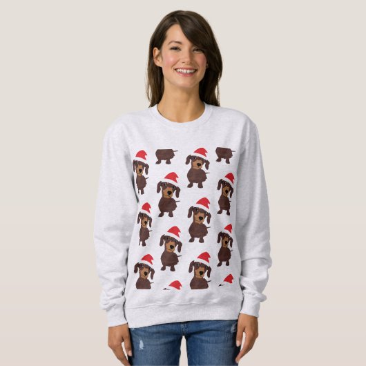 Niedlich Daschund Pattern Sweatshirt (Vorne ganz)