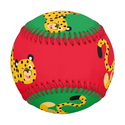 Niedlich Dashing Cartoon Cheetah Baseball (Vorderseite)