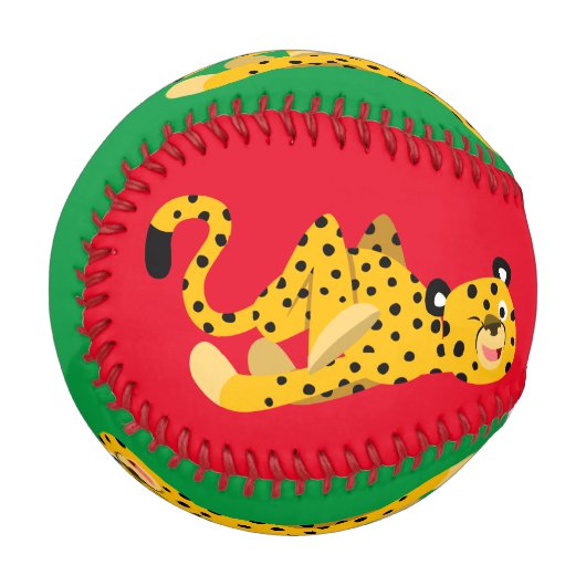 Niedlich Dashing Cartoon Cheetah Baseball (Vorderseite Links)