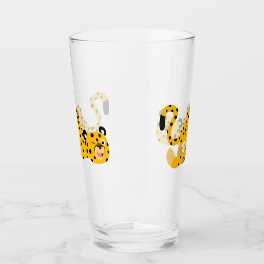Niedlich Dashing Cartoon Cheetah Glas (Links)