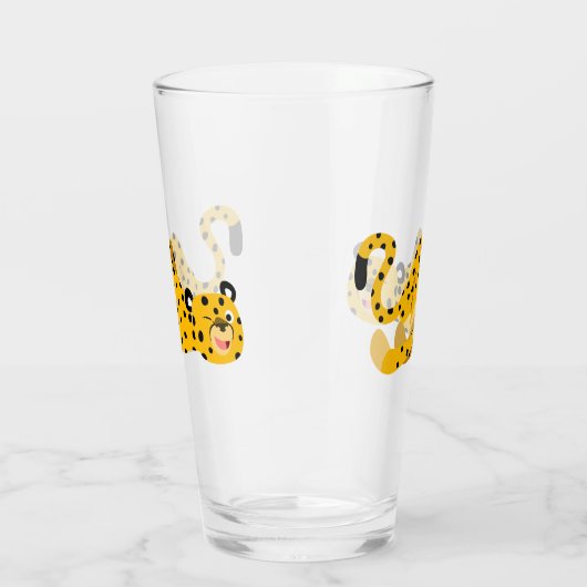 Niedlich Dashing Cartoon Cheetah Glas (Rechts)