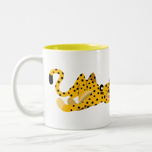 Niedlich Dashing Cartoon Cheetah Zweifarbige Tasse (Links)
