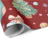 Niedlich Deep Red Christmas Pattern | Holiday Chee Geschenkpapier (Rolleneckpunkt)