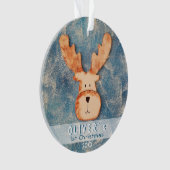 Niedlich Deer Blue Baby's First Christmas Ornament (Vorderseite)