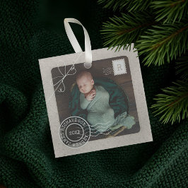 Niedlich Delivery Parcel Baby Birth Announcement F Ornament Aus Glas