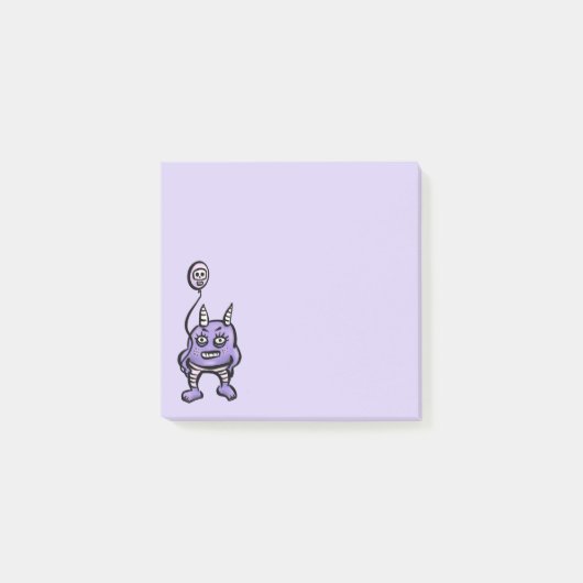 Niedlich Demon Lila Cartoon Horror-Zeichen Post-it Klebezettel (Vorderseite)