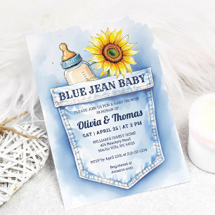 Niedlich Denim Blue Jean Baby Einladung