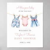 Niedlich Denim Blue Jean Girl Begrüßungszeichen Poster (Vorne)