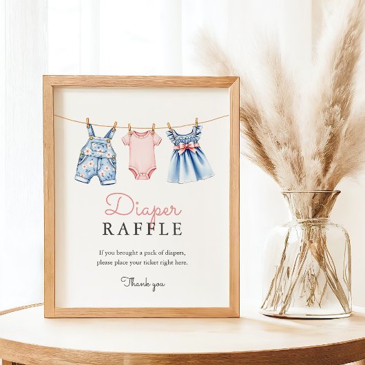 Niedlich Denim Blue Jean Girl Diaper Raffle Game Poster