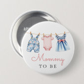 Niedlich Denim Blue Jean Girl Mommy zu sein Button (Vorne & Hinten)