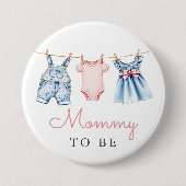 Niedlich Denim Blue Jean Girl Mommy zu sein Button (Vorderseite)