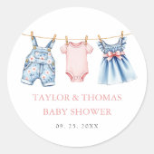 Niedlich Denim Blue Jean Girl Runder Aufkleber (Vorderseite)