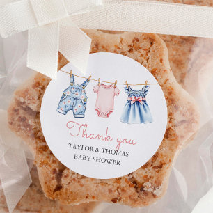 Niedlich Denim Blue Jean Girl Vielen Dank Runder Aufkleber