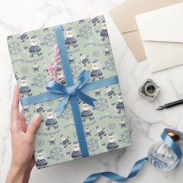 Niedlich Denim Christmas Santa Pattern Geschenkpapier