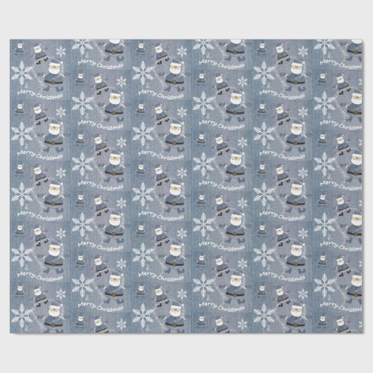 Niedlich Denim Fashion Weihnachten Weihnachtsmuste Geschenkpapier (Flach)