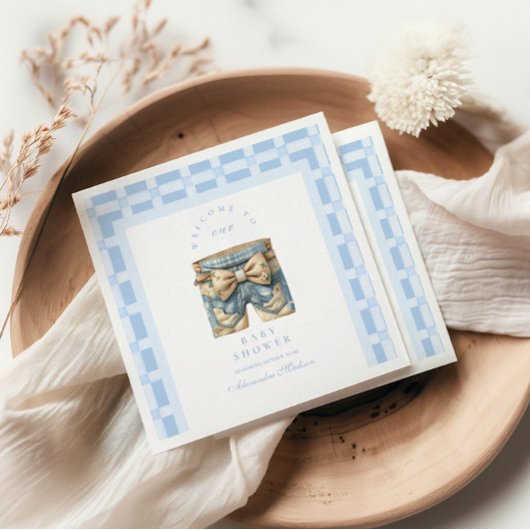 Niedlich Denim Teddy Bear Babydusche Serviette