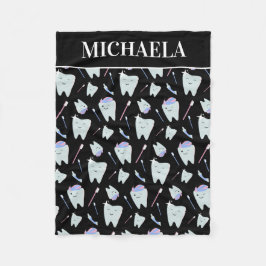 Niedlich Dentalhygienist Zahnarztmuster Schwarz Fleecedecke