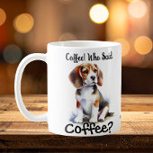 Niedlich, der Kaffee-Schwarze/Braun-Beagle sagte Kaffeetasse