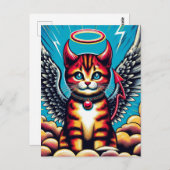 Niedlich Devil Angel Kitty Comic Postkarte (Vorne/Hinten)