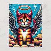 Niedlich Devil Angel Kitty Comic Postkarte (Vorderseite)