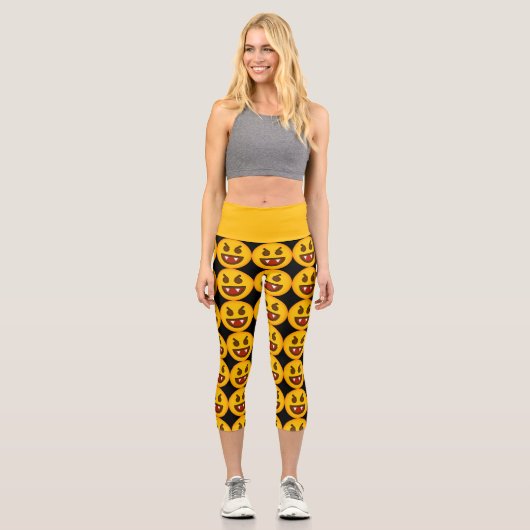 Niedlich Devil Emoji High Waisted Capri Leggings (Vorderseite)