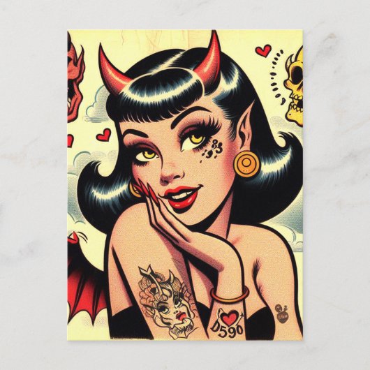 Niedlich Devil Girl Postkarte (Vorderseite)