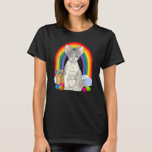 Niedlich Devon Rex Cat Rainbow Happy Oaster Eggs B T-Shirt