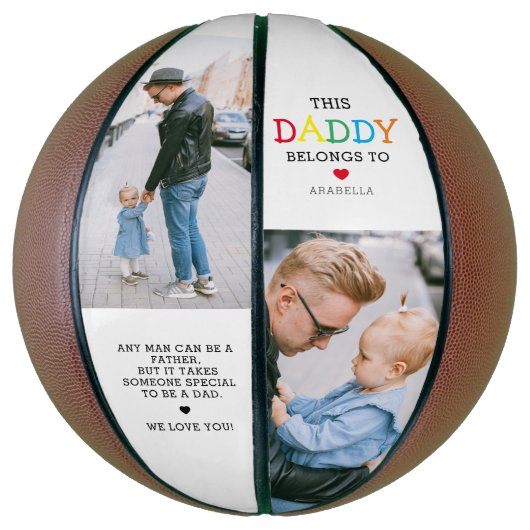 Niedlich "Dieser Papa gehört zu" Fotocollage Basketball (Vertikal)