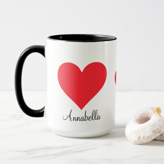 Niedlich Dieses Skript Liebe Sie Big Red Heart Cof Tasse (Mit Donut)