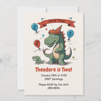 Niedlich Dinasour und ihr Baby Birthday Party Einladung
