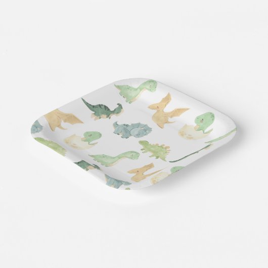 Niedlich Dino Birthday Pappteller (Gewinkelt)