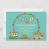 Niedlich Dino Cars Dinosaurier Grün Gelbe Jungen G Einladung (Vorderseite)