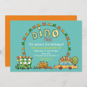 Niedlich Dino Cars Dinosaurier Grün Gelbe Jungen G Einladung (Vorne/Hinten)