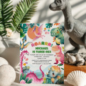 Niedlich Dino Dinosaur Dig Fossil Kinder 3. Geburt Einladung