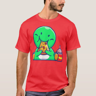 Niedlich Dino Eating Pizza Dinosaurier T - Shirt F