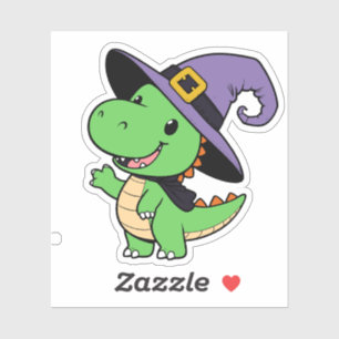 Niedlich Dino Hexe Aufkleber