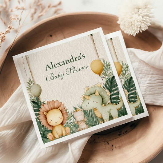 Niedlich Dino Jungle Baby Dusche Serviette