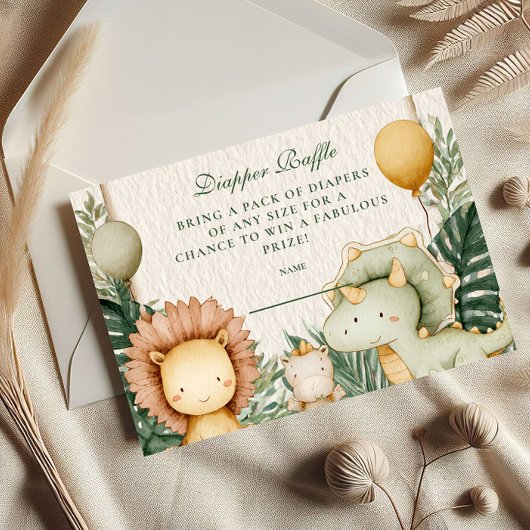 Niedlich Dino Jungle Diapper Raffle Begleitkarte