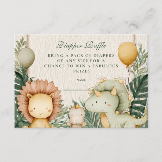 Niedlich Dino Jungle Diapper Raffle Begleitkarte (Vorderseite)