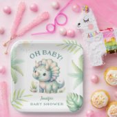 Niedlich Dino Jungle Triceratops Dinosaur Babydusc Pappteller (Party)