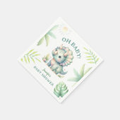 Niedlich Dino Jungle Triceratops Dinosaur Babydusc Serviette (Ecke)