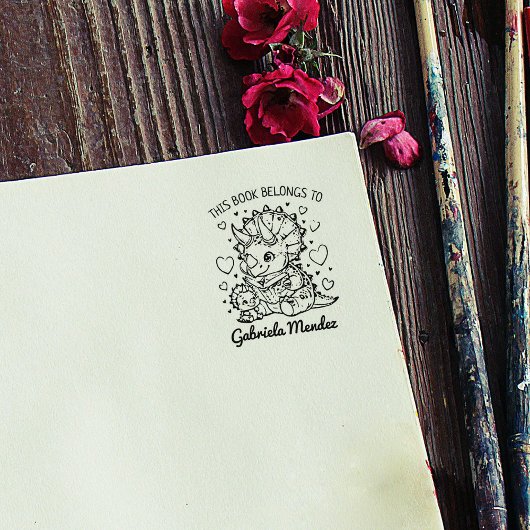 Niedlich Dino Mama Buchzeichen Gummistempel