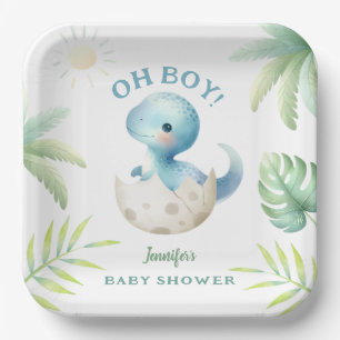 Niedlich Dino Oh Boy Dinosaur Babydusche Pappteller
