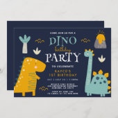 Niedlich Dino Party Erster Geburtstag Einladung (Vorne/Hinten)