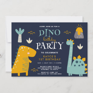 Niedlich Dino Party Erster Geburtstag Einladung