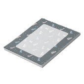 Niedlich Dino Patern Bluish Gray Notepad Notizblock (Rotiert)